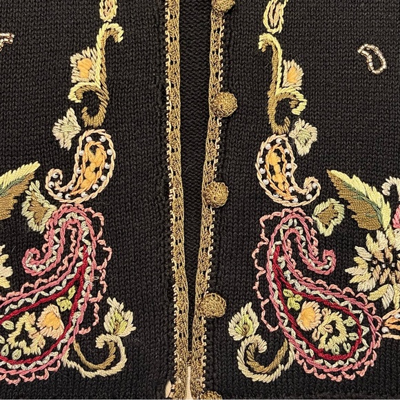 Heirloom Collectibles Womens Sweater Button Up Cardigan Embroidered Vintage L - Picture 4 of 10